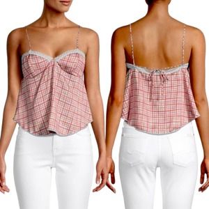 Free People Pink Plaid Camisole